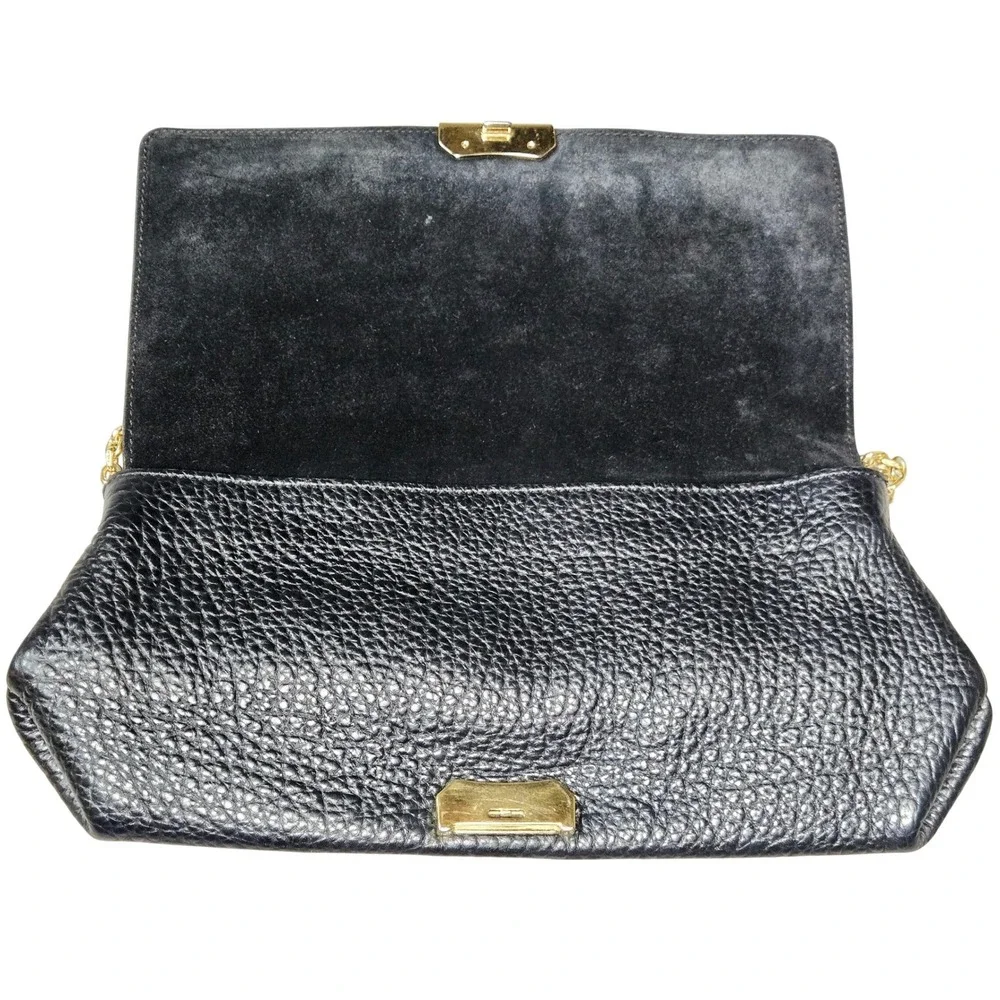 Women's Burberry Black Mildenhall Pebbled Leather Gold Chain Shoulder Bag - Picture 3 of 8